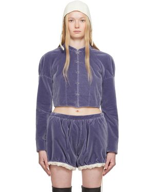 Colleen Allen Blouson De Style Corsage Mauve En Velours - Bleu