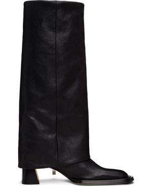 Miista Bellamy Fold Over Tall Boots - Black