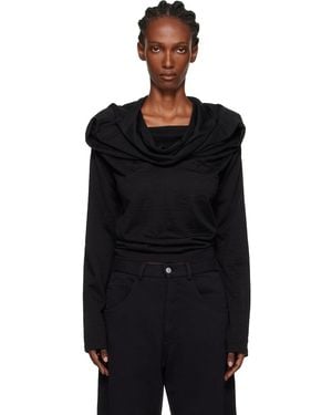 MM6 by Maison Margiela Wool Jersey Long-Sleeved Top - Black