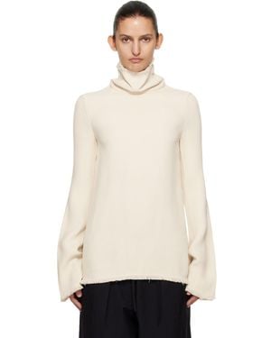 TOTEME Frayed-Edge Slim Turtleneck - Natural