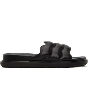 サンダル・ミュール MARNI Fussbett Slides in Black Leather Black Fussbett Slides by Marni on Sale