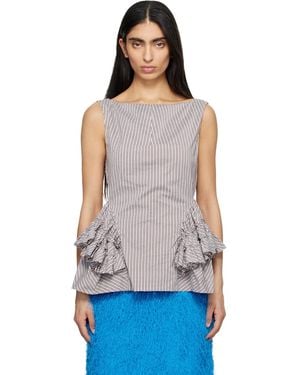 Dries Van Noten Ruffled Peplum Blouse - Blue