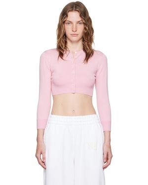 T By Alexander Wang Cardigan rose à logo gaufré
