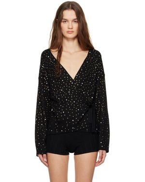 Bode Cardigan Cache-Cœur Oak Noir À Appliqués Facettés