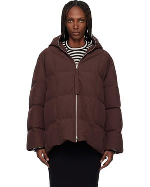 Jil Sander Burgundy Quilted Down Jacket - Brown