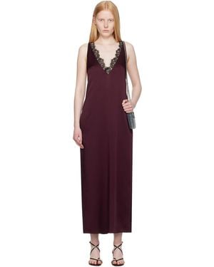 Stella McCartney Burgundy Satin Slip Maxi Dress - Red