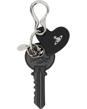 Vivienne Westwood Leather Key & Heart Keychain - Black