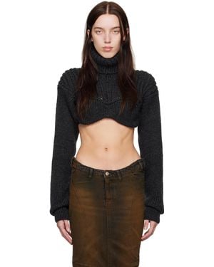 Acne Studios Cropped High Neck Knit Turtleneck - Black