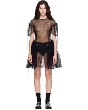 Simone Rocha Puff Sleeve Cord Hip Minidress - Black