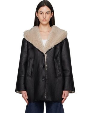 Alaïa Hooded Shearling Parka Jacket - Black