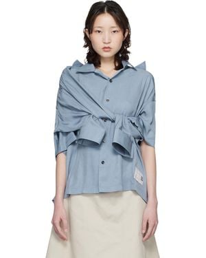Maison Mihara Yasuhiro Shawl Layered Shirt - Blue