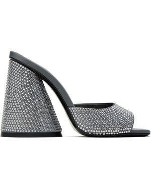 The Attico Silver Luz Heeled Sandals - Black