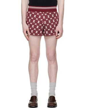 Dries Van Noten Burgundy Ribbed Jacquard Shorts - Red