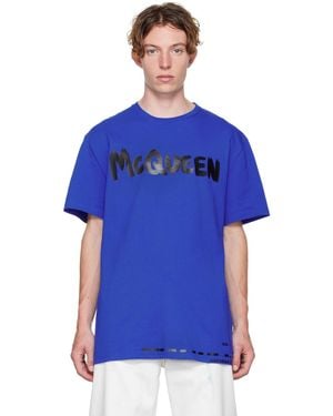 McQueen ブルー グラフィティ Tシャツ