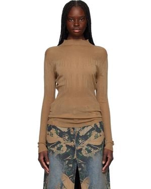 Feng Chen Wang Taupe Transparent Sweater - Black
