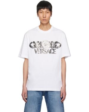 Versace ホワイト メドゥーサ オン チェーン Tシャツ