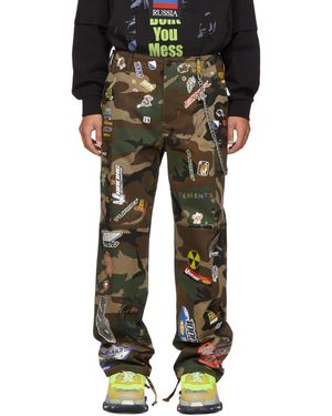 Vetements Green Camo Sticker Cargo Pants