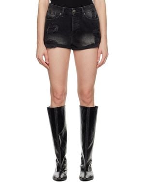 Ksubi Rollin Out Trashed Denim Shorts - Black
