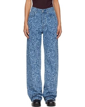 Dries Van Noten Floral Jeans - Blue