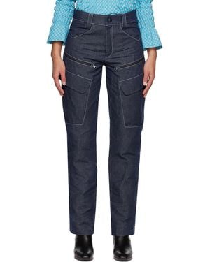 Paria Farzaneh Contrast Stitch Jeans - Blue