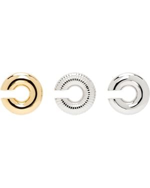 Rabanne Solid & Fluted Ear Cuff Set - Black