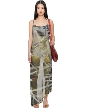 Serapis Scrap Yard Mesh Slip Maxi Dress - Black