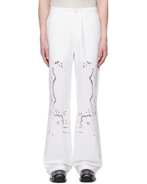 Marine Serre Pantalon Ample Blanc En Linges De Maison Suprarecyclés