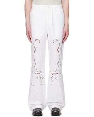 Marine Serre Regenerated Household Linen Wide Leg Trousers - White