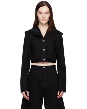 Alaïa Cropped Hooded Denim Jacket - Black