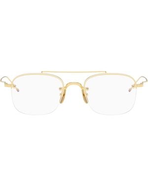 Thom Browne Titanium Semi-Rimless Pilot Glasses - Metallic