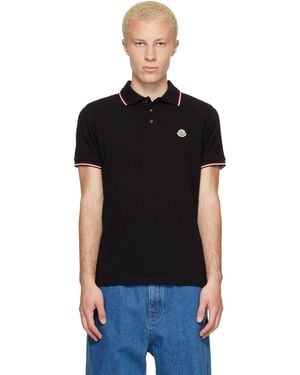 Moncler Tricolor-Trimmed Cotton Piquet Polo - Black