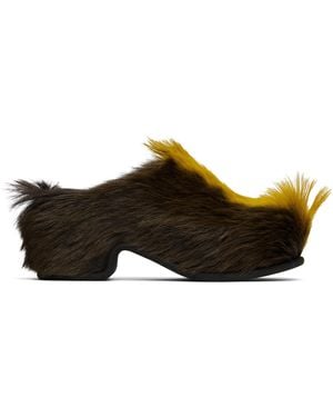Dries Van Noten ブラウン＆イエロー プラットフォーム クロッグ