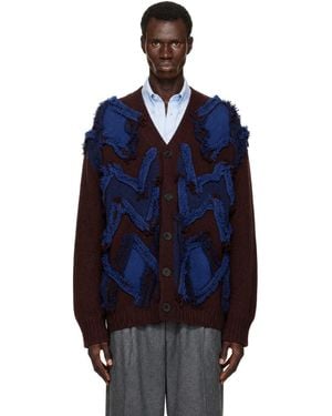 Lanvin Burgundy Jacquard Oversized Cardigan - Blue
