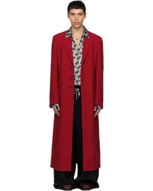 Dries Van Noten Wool Long Coat - Red