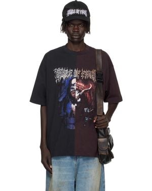 Vetements Burgundy Cradle Of Filth Cut-Up Oversized T-Shirt - Blue