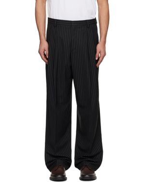 HUGO Wide-Leg Pinstripe Trousrs - Black