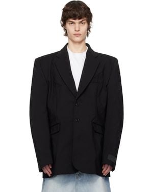 Vetements Metalized Wrinkled Single Breasted Blazer - Black