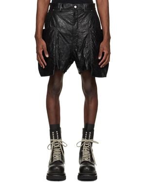 Rick Owens Temple Stefan Leather Cargo Shorts - Black