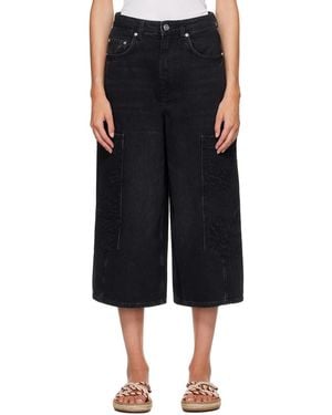 Ganni Cropped Cargo Jeans - Black