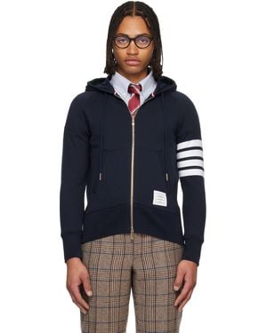 Thom Browne Classic Loopback 4-Bar Full Zip Hoodie - Blue