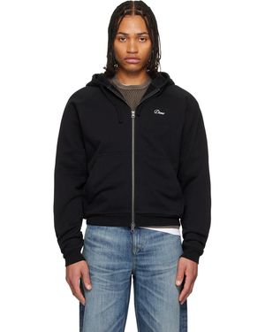 Dime Pull À Capuche Noir À Glissière Et À Petit Logo Manuscrit