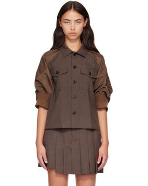 Sacai Suiting X Nylon Twill Shirt - Brown