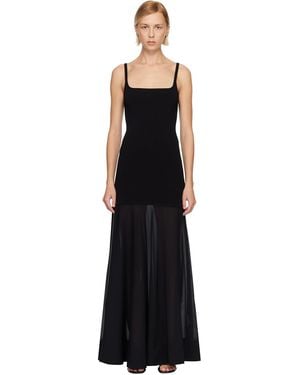 St. Agni Sheer Silk Circle Hem Maxi Dress - Black