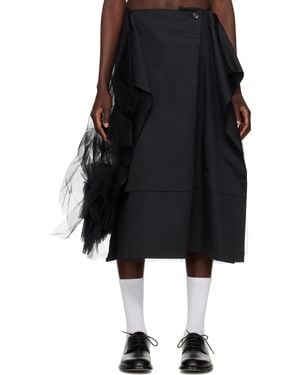 Tao Comme Des Garçons Canvas & Nylon Tulle Midi Skirt - Black