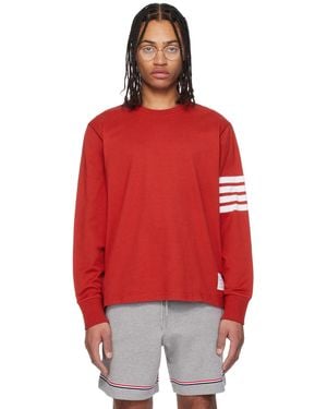 Thom Browne 4-Bar Long Sleeve Rugby T-Shirt - Red