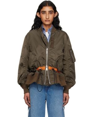 Sacai フェイクファー&ナイロンツイル ボンバージャケット