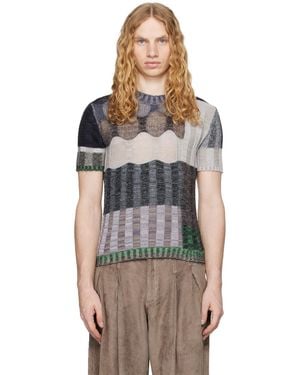 Eckhaus Latta Semi-Sheer Intarsia Knit T-Shirt - Multicolour