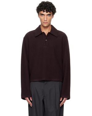 Rier Burgundy Fleece Polo - Black