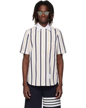 Thom Browne Repp Stripe Poplin Short Sleeve Shirt - Black