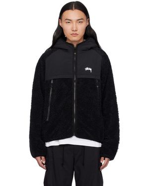 Stussy Sherpa Panelled Hooded Jacket - Black
